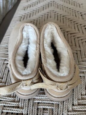 Juicy Couture Beige Suede-Look Faux Fur Lined Ankle Boots